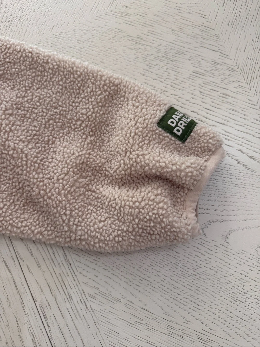Cozy Sand Sherpa Pullover Quarter Zip Jacket